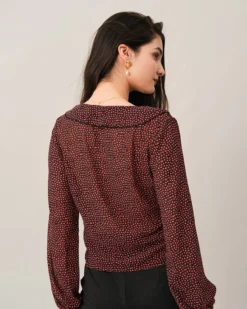 The Drawstring See-through Floral Blouse -Deals Dress N Swimwear Store blouses the drawstring see through floral blouse 38183346110677