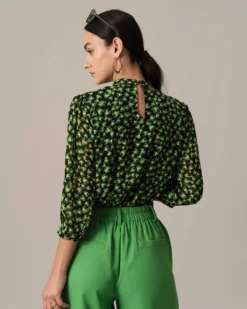 The Floral Puff Sleeve Ruched Blouse -Deals Dress N Swimwear Store blouses the floral puff sleeve ruched blouse 37578001481941