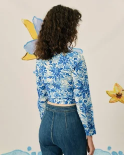 The Floral Wrap Long Sleeve Blouse -Deals Dress N Swimwear Store blouses the floral wrap long sleeve blouse 38076276080853