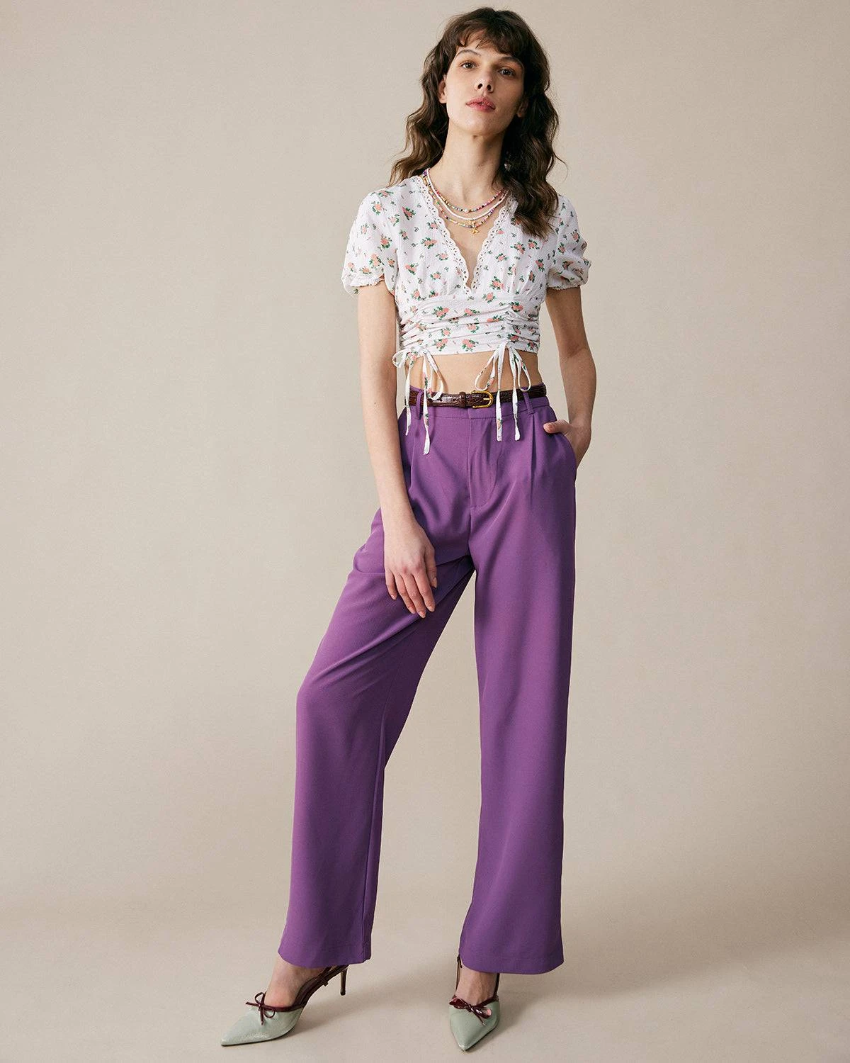 The Rose Print Drawstring Crop Blouse 3 The Rose Print Drawstring Crop Blouse - Image 3