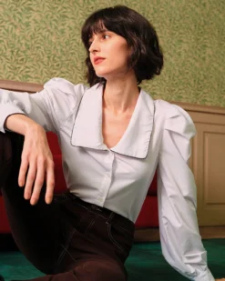 The Solid Ruched Sleeve Collared Blouse -Deals Dress N Swimwear Store ca01b6984160fd8408211c627111b3fe