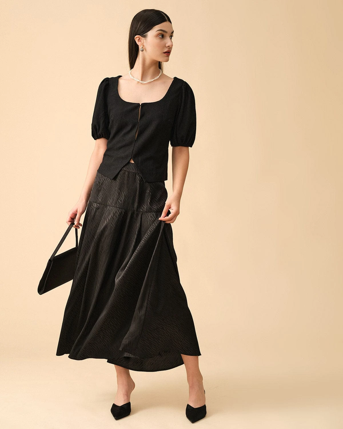 The Solid High Waisted Zip Skirt 2 The Solid High Waisted Zip Skirt - Image 2