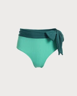 High Waisted Textured Knotted Bikini Bottom -Deals Dress N Swimwear Store color block knot bikini bottom cyan bikinis f6wasn 770240