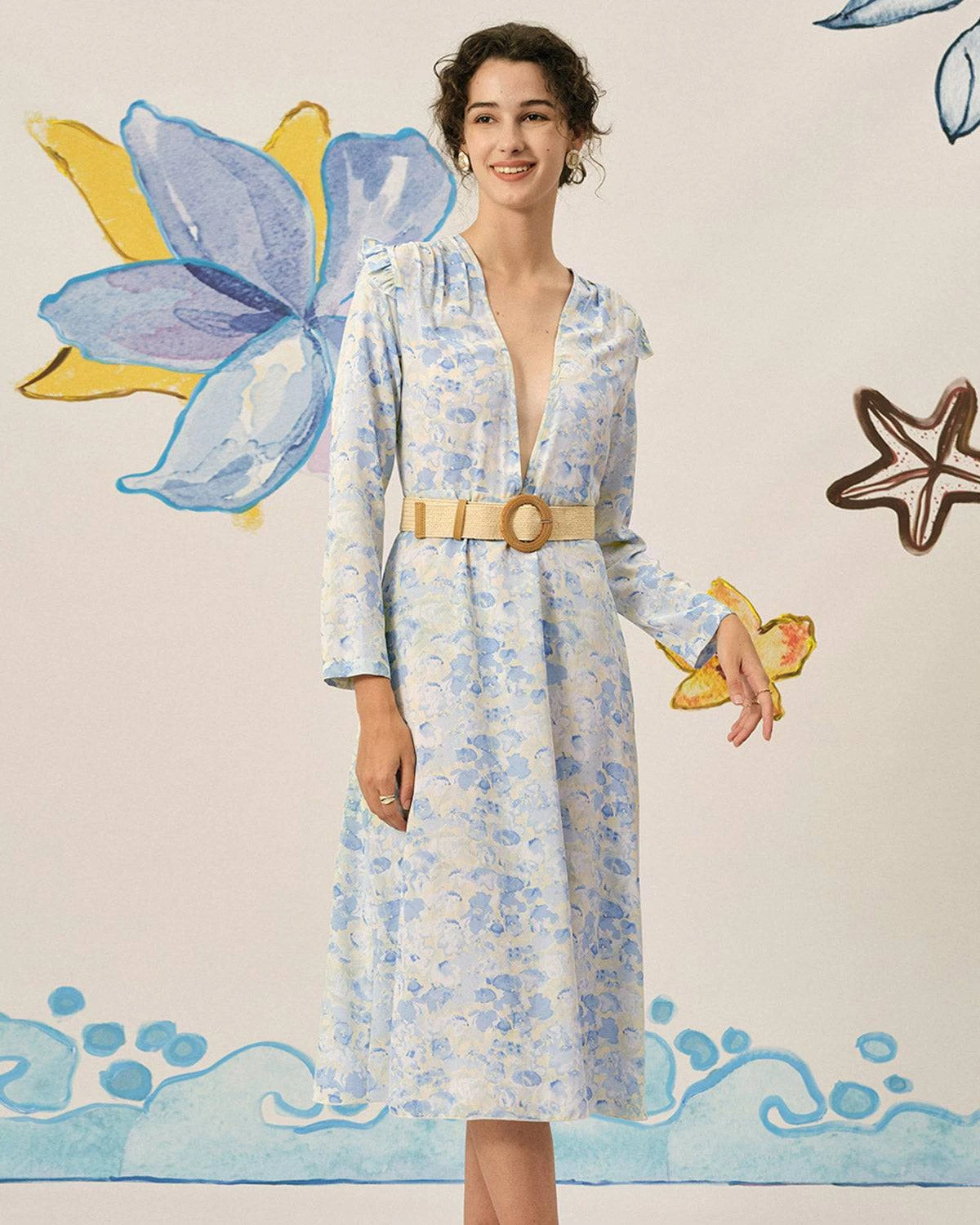 The Deep-V Ruffle Maxi Dress 2 The Deep-V Ruffle Maxi Dress - Image 2