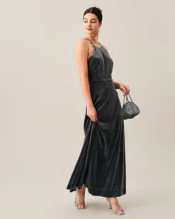 The Criss-cross Backless Velvet Maxi Dress -Deals Dress N Swimwear Store maxi dresses the criss cross backless velvet maxi dress 38315260510421