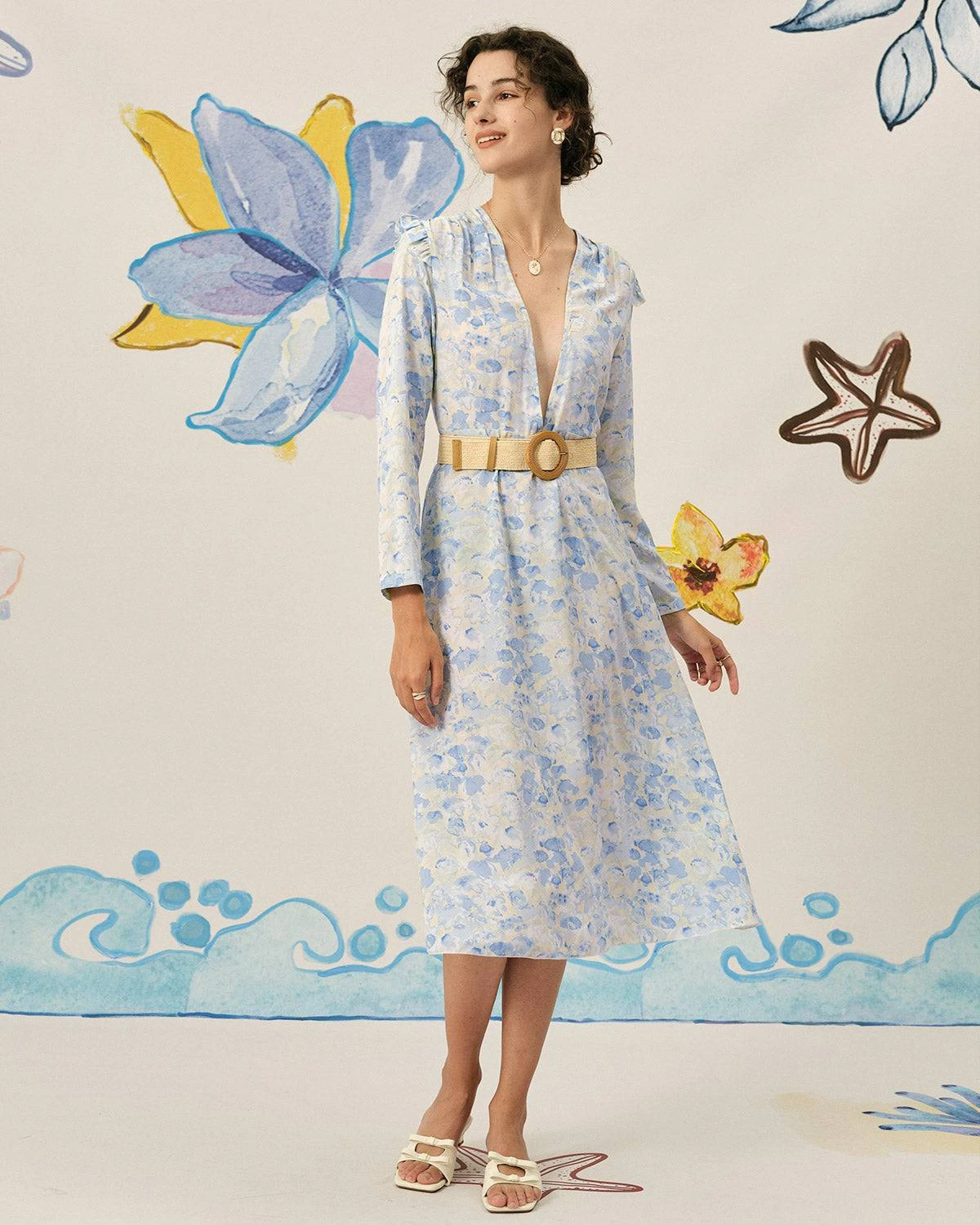 The Deep-V Ruffle Maxi Dress 6 The Deep-V Ruffle Maxi Dress - Image 6