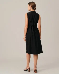 The Black V-Neck Tunic Midi Dress -Deals Dress N Swimwear Store midi dresses the lapel single breasted midi dress 38079874924757