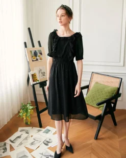 The Puff Sleeve Backless Midi Dress -Deals Dress N Swimwear Store midi dresses the puff sleeve backless midi dress 37503954682069