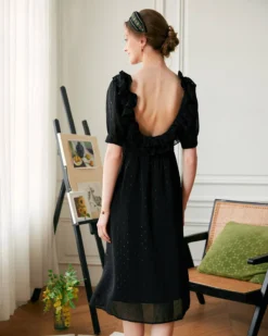 The Puff Sleeve Backless Midi Dress -Deals Dress N Swimwear Store midi dresses the puff sleeve backless midi dress 37503956091093