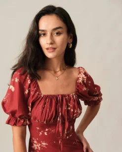 The Square Neck Floral Midi Dress -Deals Dress N Swimwear Store midi dresses the square neck floral midi dress 37681835376853