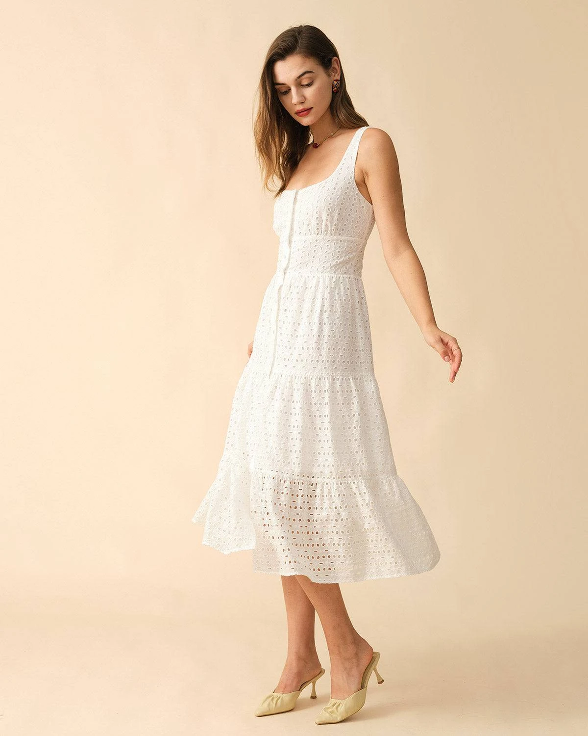 The Square Neck Tiered Hem Midi Dress 3 The Square Neck Tiered Hem Midi Dress - Image 3