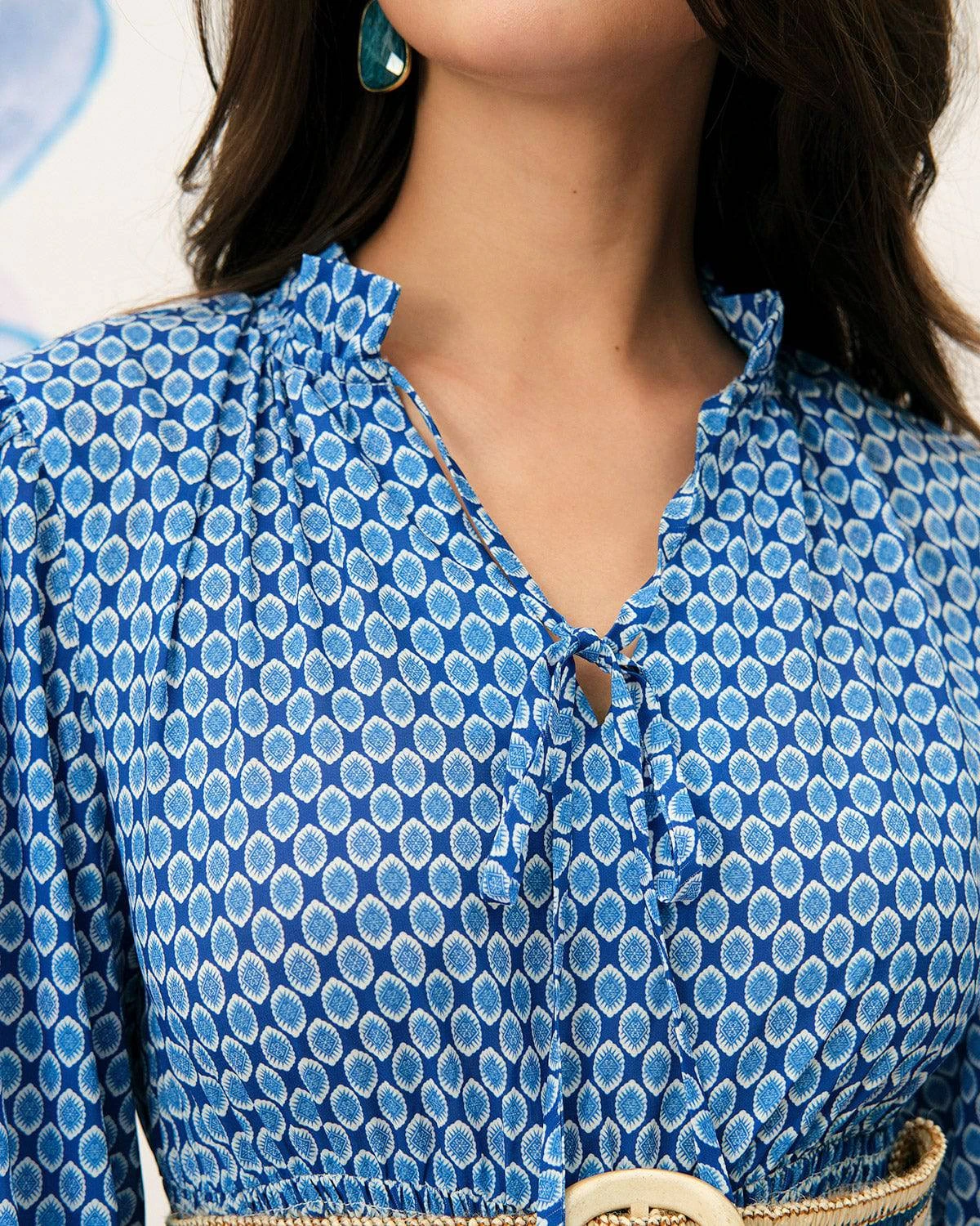 The Frill Trim Tie Neck Mini Dress 3 The Frill Trim Tie Neck Mini Dress - Image 3