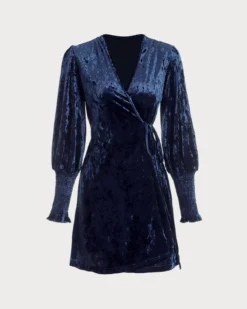 The Velvet Wrap Long Sleeve Mini Dress -Deals Dress N Swimwear Store mini dresses the velvet wrap long sleeve mini dress 38087271350485