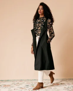 The Sleeveless Single-breasted Longline Waistcoat -Deals Dress N Swimwear Store rihoas176583