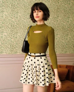 The Green Mock Neck Cut Out Knit Top -Deals Dress N Swimwear Store rihoas7089