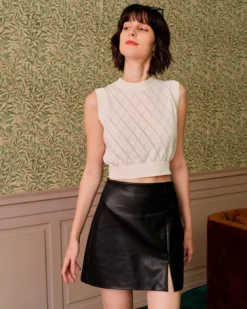 The Side Slit PU Leather A-line Mini Skirt 9 The Side Slit PU Leather A-line Mini Skirt -Deals Dress N Swimwear Store rihoas9097