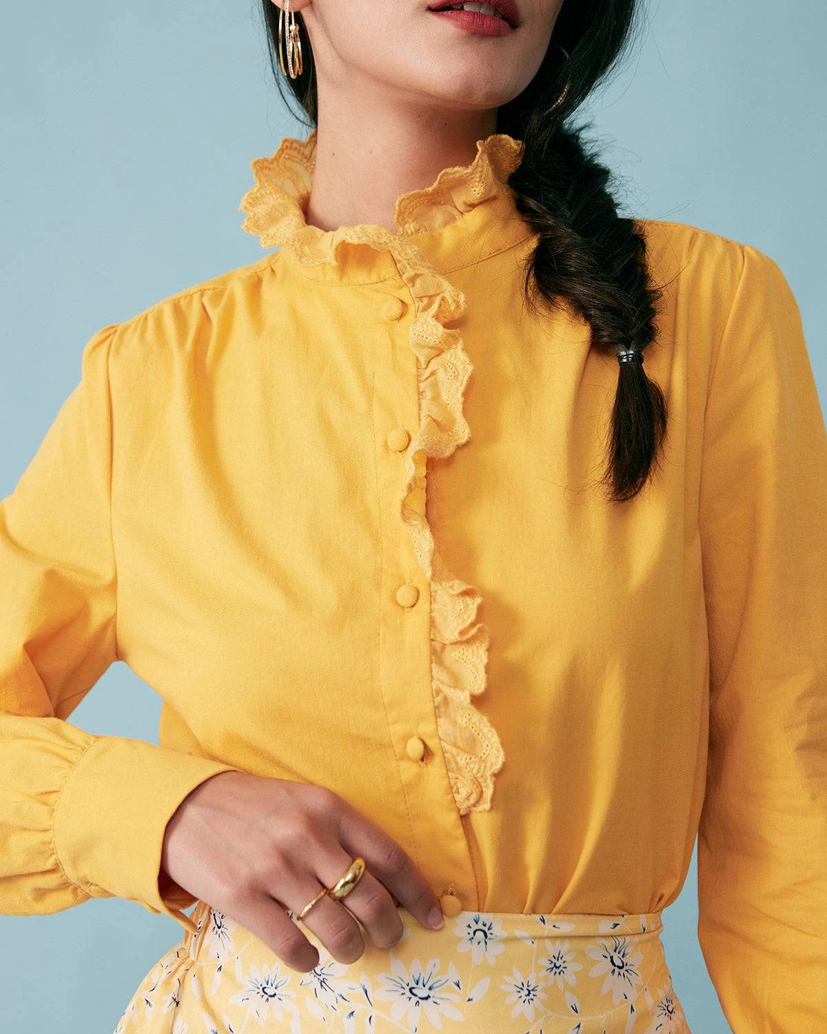 The Lace Neckline Solid Shirt 3 The Lace Neckline Solid Shirt - Image 3