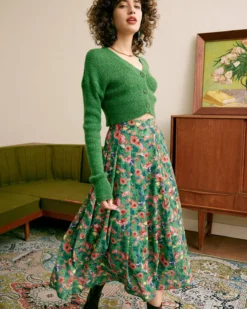 The Green Pleated Floral Skirt 11 The Green Pleated Floral Skirt -Deals Dress N Swimwear Store skirts the pleated floral skirt 34957022003352