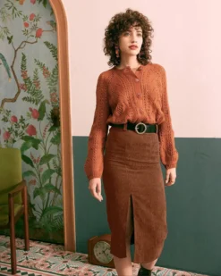 The Caramel High Waisted Side Slit Skirt