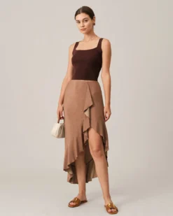 The Solid Tulip Hem Ruffle Skirt -Deals Dress N Swimwear Store skirts the solid tulip hem ruffle skirt 38087264403669