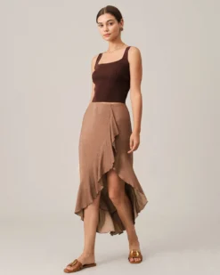 The Solid Tulip Hem Ruffle Skirt -Deals Dress N Swimwear Store skirts the solid tulip hem ruffle skirt 38087265091797