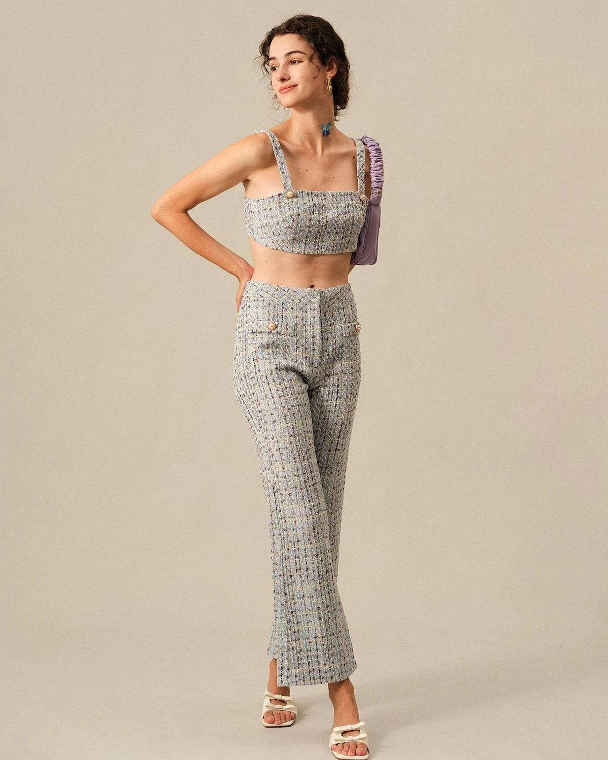 The Plaid Tweed Crop Tank Top 4 The Plaid Tweed Crop Tank Top - Image 4