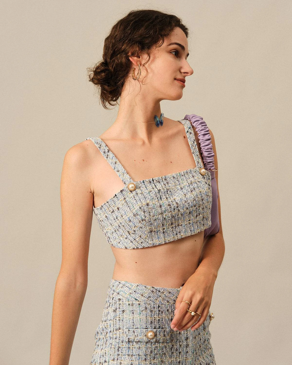 The Plaid Tweed Crop Tank Top 3 The Plaid Tweed Crop Tank Top - Image 3