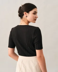 The Ribbed Lace Trim Tee -Deals Dress N Swimwear Store tees the ribbed lace trim tee 38222101479637