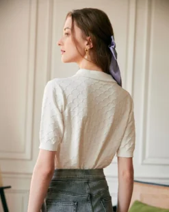 The Short Sleeve Textured Lapel Knit Tee -Deals Dress N Swimwear Store tees the short sleeve textured lapel knit tee 37390895349973