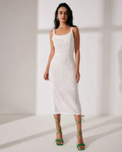 The Water Ripple Textured White Backless Midi Dress -Deals Dress N Swimwear Store textured backless midi dress dresses jjlcqq 593633