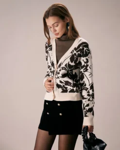 The Dark Coffee Abstract Print Button Cardigan 7 The Dark Coffee Abstract Print Button Cardigan -Deals Dress N Swimwear Store the abstract print button cardigan tops cmryml