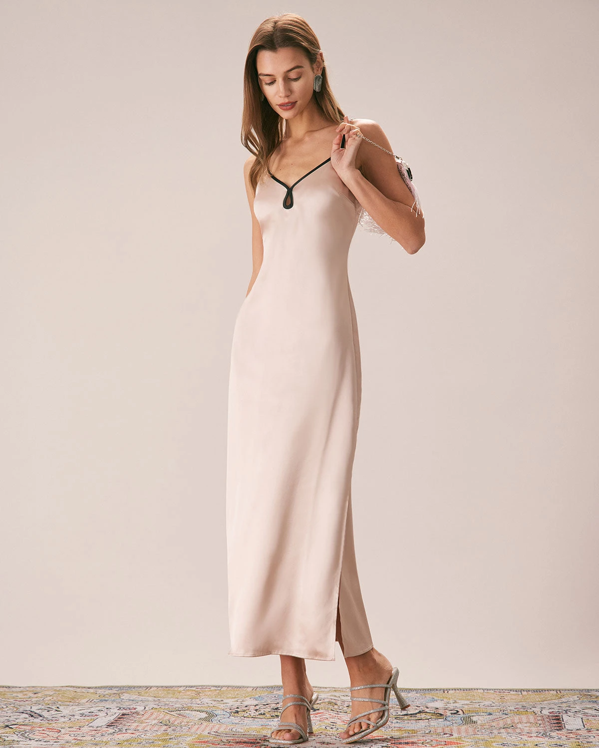 The Apricot Contrast Trim Satin Maxi Dress 4 The Apricot Contrast Trim Satin Maxi Dress - Image 4