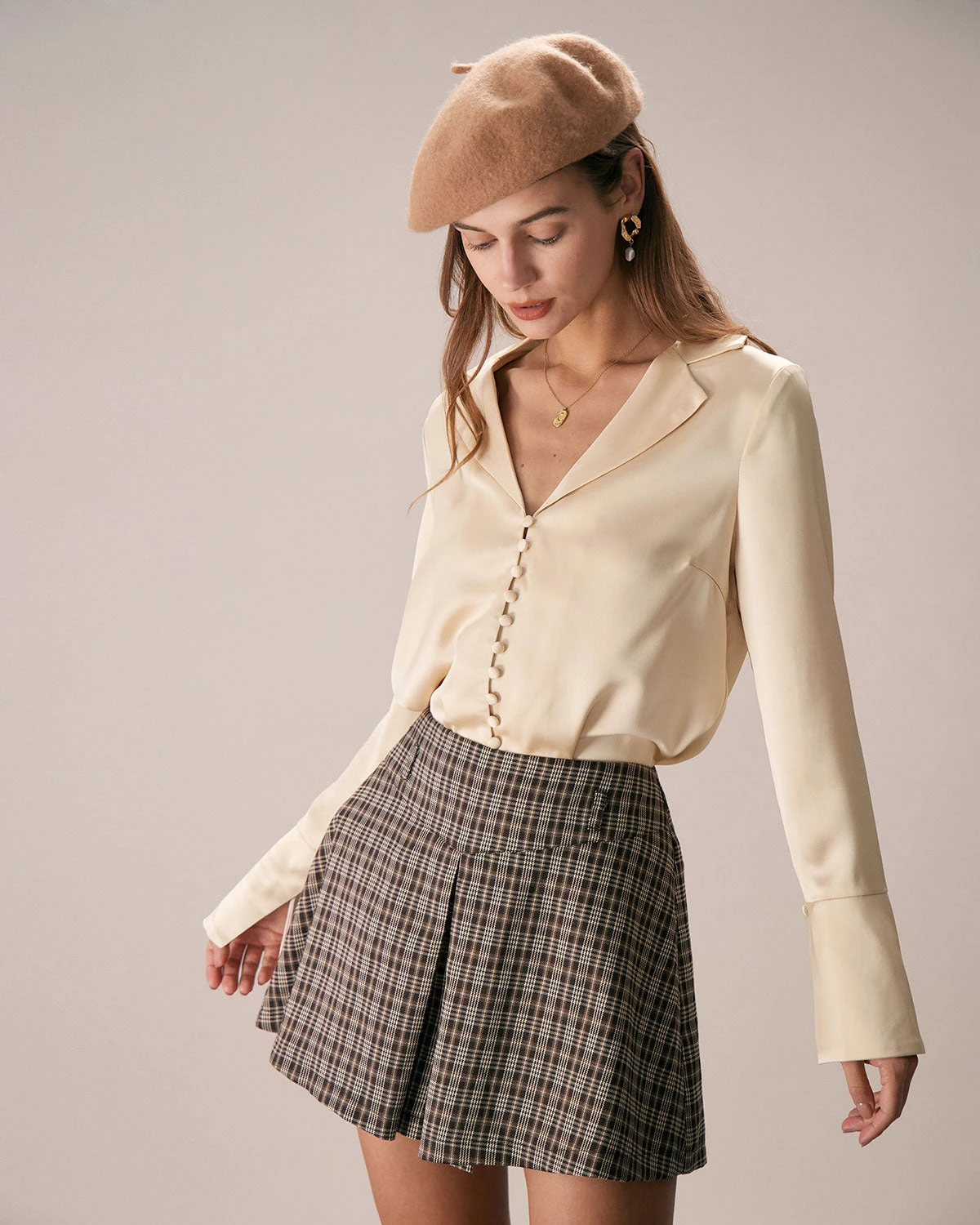 The Apricot Lapel Button Up Flare Sleeve Shirt 4 The Apricot Lapel Button Up Flare Sleeve Shirt - Image 4