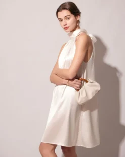 The Apricot Halter Satin A-line Mini Dress -Deals Dress N Swimwear Store the apricot halter satin a line mini dress dresses ikmj9q 417359