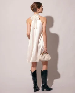 The Apricot Halter Satin A-line Mini Dress -Deals Dress N Swimwear Store the apricot halter satin a line mini dress dresses mc4vme 211605