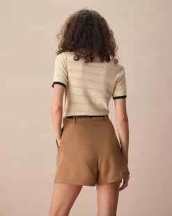 The Apricot Lapel Contrast Trim Knit Tee 9 The Apricot Lapel Contrast Trim Knit Tee -Deals Dress N Swimwear Store the apricot lapel contrast trim knit tee tops bt6jcy