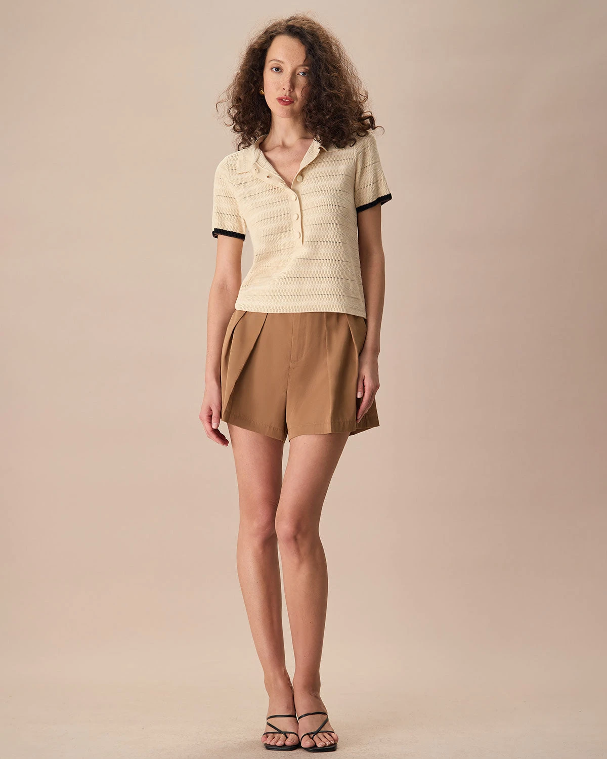 The Apricot Lapel Contrast Trim Knit Tee 3 The Apricot Lapel Contrast Trim Knit Tee - Image 3