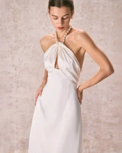 The Apricot Pearl Halter Satin Midi Dress -Deals Dress N Swimwear Store the apricot pearl halter midi dress dresses ejrkkl