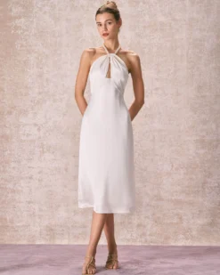 The Apricot Pearl Halter Satin Midi Dress -Deals Dress N Swimwear Store the apricot pearl halter midi dress dresses f6cddi