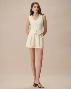 The Apricot High-Waisted Pleated Shorts 8 The Apricot High-Waisted Pleated Shorts -Deals Dress N Swimwear Store the apricot pleated solid shorts bottoms 4644ny