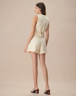 The Apricot High-Waisted Pleated Shorts 9 The Apricot High-Waisted Pleated Shorts -Deals Dress N Swimwear Store the apricot pleated solid shorts bottoms mohpcz