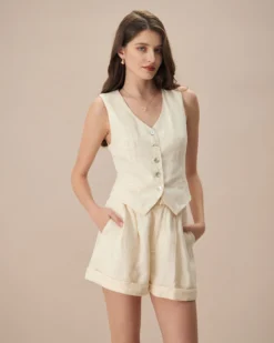 The Apricot High-Waisted Pleated Shorts 7 The Apricot High-Waisted Pleated Shorts -Deals Dress N Swimwear Store the apricot pleated solid shorts bottoms oerdeg