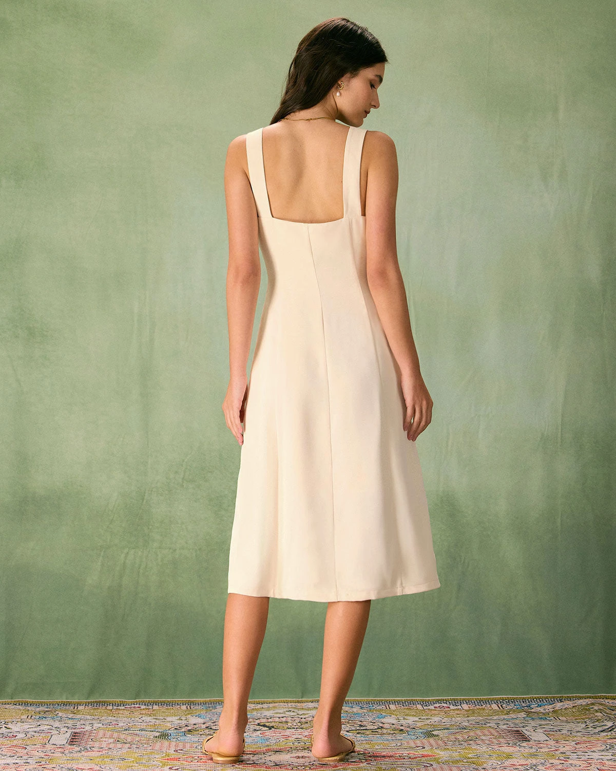 The Apricot Square Neck Button Slip Midi Dress 6 The Apricot Square Neck Button Slip Midi Dress - Image 6