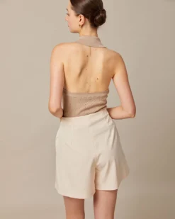 The Apricot Striped Pleated Button Up Shorts -Deals Dress N Swimwear Store the apricot striped pleated button up shorts bottoms ctfkui