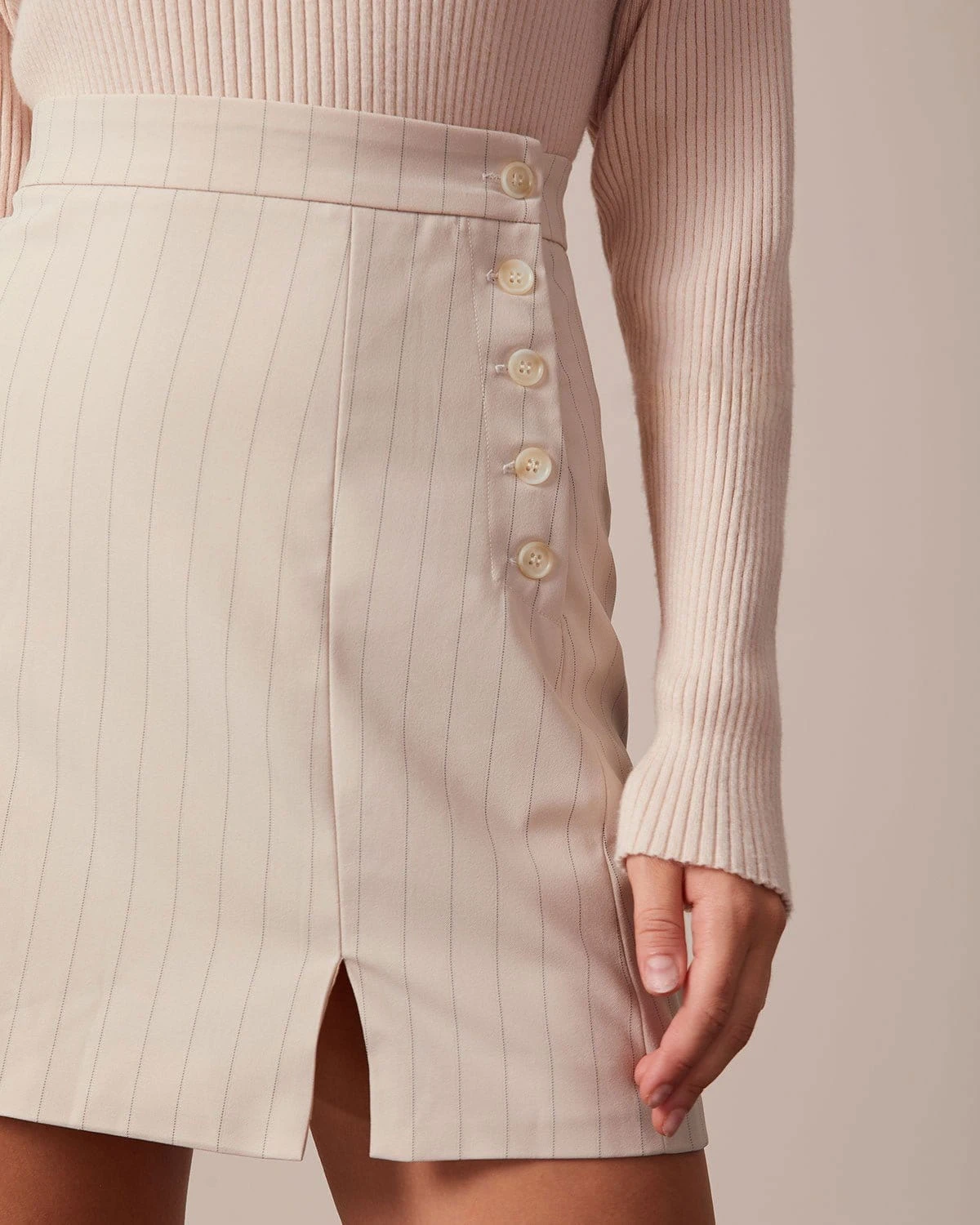 The Apricot Striped Split Hem Mini Skirt 4 The Apricot Striped Split Hem Mini Skirt - Image 4