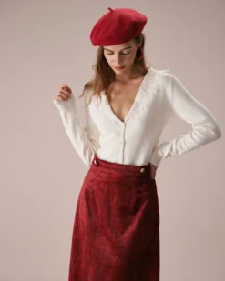 The Apricot V Neck Lace Trim Knit Cardigan 7 The Apricot V Neck Lace Trim Knit Cardigan -Deals Dress N Swimwear Store the apricot v neck lace knit cardigan tops ormbqu