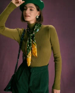 The Army Green Mock Neck Cutout Knit Top -Deals Dress N Swimwear Store the army green mock neck cutout knit top tops 3f4a6r