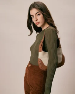 The Army Green Round Neck Ribbed Knit Top -Deals Dress N Swimwear Store the army green round neck solid knit top tops sk8llm 414051