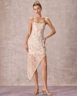 The Yellow Asymmetric Hem Floral Midi Dress 8 The Yellow Asymmetric Hem Floral Midi Dress -Deals Dress N Swimwear Store the asymmetric hem floral mesh midi dress dresses y3iveo