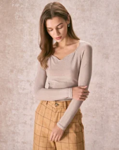 The Khaki Teardrop Long Sleeve Tee -Deals Dress N Swimwear Store the basic teardrop long sleeve tee tops bqges2